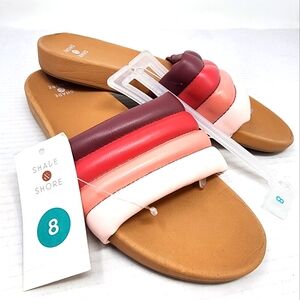 Shade & Shore Multi Color Slide Sandals Rainbow Pool Slides Padded Comfort 8‎